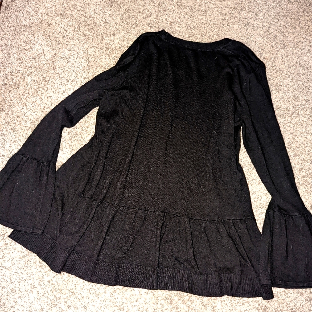 Black cardigan with bell sleeves..size large